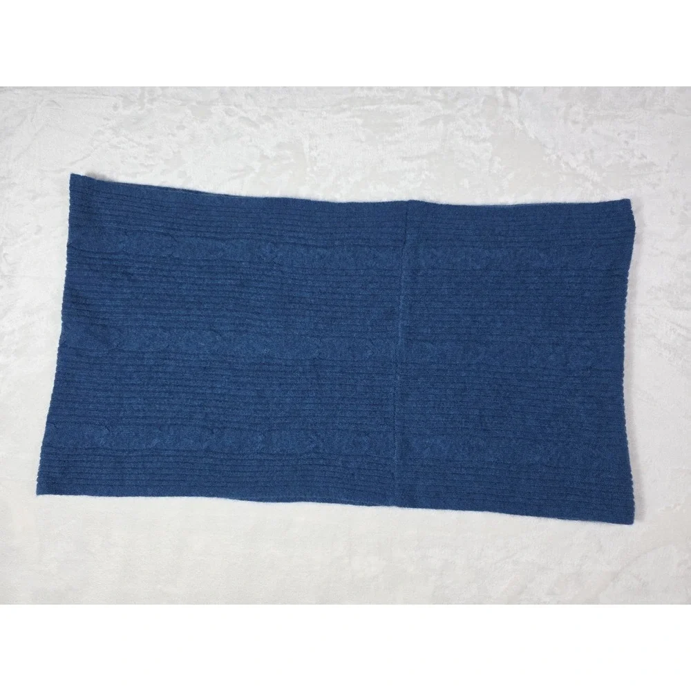 Martha Stewart 100% Cashmere Infinity Scarf Blue Knit Cowl Neck Soft Luxury